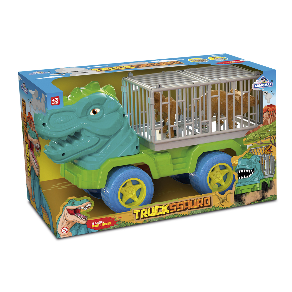 Dinossauro Tiranossauro Rex de Brinquedo com Mini Jaula